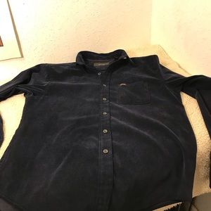 Men's Small Tasso Elba Dark Navy Long Sleeve Corduroy Button Up Shirt
